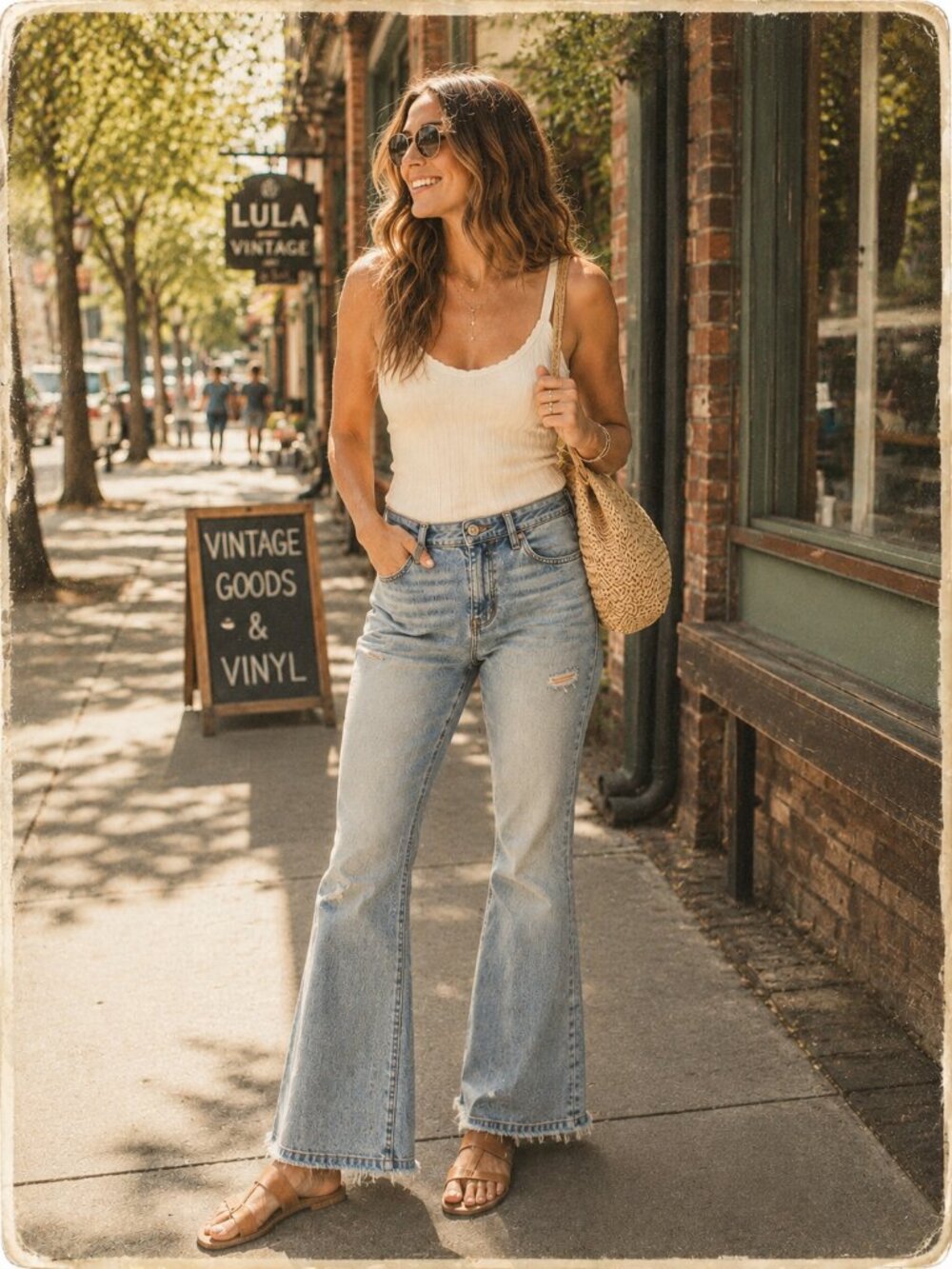 GAP  Vintage Light Blue Long and Lean Women's  Distressed Flare Jeans Size 10